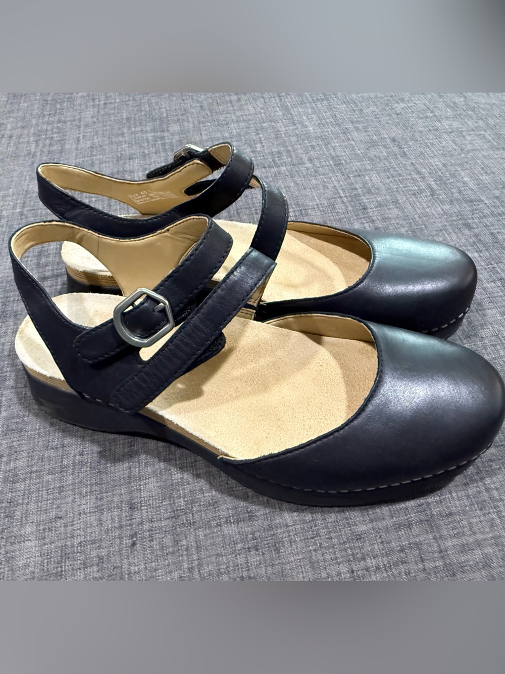 Dansko Rissa Black Leather Slingback Platform Mary Jane